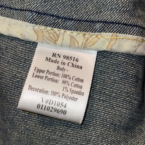 COLDWATER CREEK PS TRIBAL SOUTHWEST BRASS STUDDED JEAN JACKET BUTTON FRONT - Picture 9 of 10